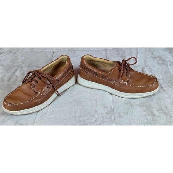 Samuel Hubbard New Endeavor Boat Shoe Men 9.5 Saddlebag Tan Leather/Vibram Soles - Picture 4 of 8